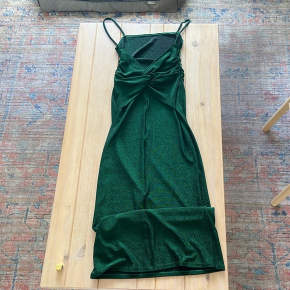 Reformation Breslin Low Back Midi Dress Emerald Sparkle | worn once - Picture 2 of 7